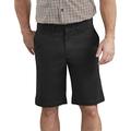 Dickies Men's 11 Inch Active Waist Washed Chino Short Work Utility, Rinsed Black, 38