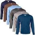 Blu Cherry 2 or 4 or 6 Pack Mens Plain Cotton Blank Basic Long Sleeve T Shirt Casual Top Assorted/Random Multi-Pack Heavy Cotton T-Shirt Slim Fit (Large, 6 Pack Assorted Colour)