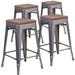 Williston Forge Gladus 24" High Backless Clear Coated Metal Counter Height Outdoor Stool - Square Wood Seat in Gray | 16 W x 16 D in | Wayfair