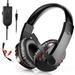 Stereo Gaming Headset for PC PS4/PS5 Xbox One Nintendo Switch EEEkit 3.5mm Over-Ear Wired Headphones with Mic Noise Cancelling Stereo Surround Bass for Laptop Desktop Mac