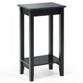 Costway 2-Tier Nightstand End Side Wooden Legs Table for Bedroom-Black