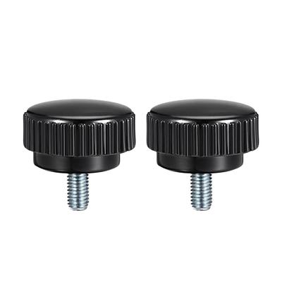M8 x 15mm Male Thread Knurled Clamping Knobs Grip Thumb Screw on Type 2 Pcs - Black,Silver Tone