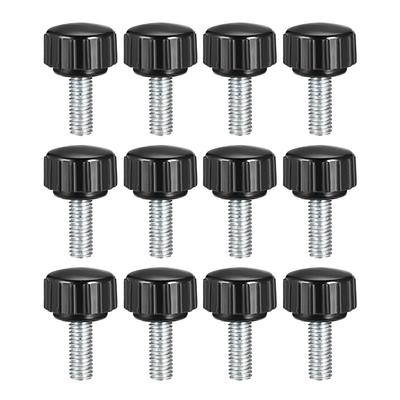 M5x16mm Male Thread Knurled Clamping Knobs Grip Thumb Screw on 12Pcs - Black,Silver Tone