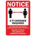 Public Safety Sign - Notice 6ft Distance Required | Peel And Stick Wall Graphic | Protect Your Business Municipality Home & Colleagues | Made in the USA