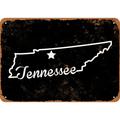 7 x 10 METAL SIGN - Tennessee State 6 (Dark Background) - Vintage Rusty Look