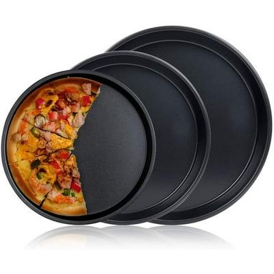 9 Inches Carbon Steel Metallic Professional Non-Stick Deep Dish Pizza Pan Tart Pan Round Tray Pie Pans 