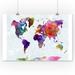 Watercolor World Map Illustration A-91594 (16x24 Giclee Gallery Print Wall Decor Travel Poster)
