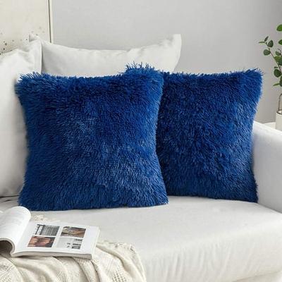 2pcs Faux Fur Throw Pillow Cover Fluff Cushion Cover Home Decorative for Sofa 