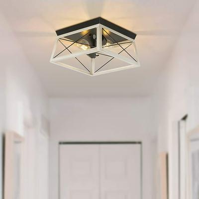 Rustic Flush Mount Ceiling Light Fixture Farmhouse Fixtures 1 2 Metal And Wood Square Industrial Lighting For Bedroom Kitchen Balcony Hallway Entryway From Kwan Accuweather - Hallway Ceiling Lights Flush Mount