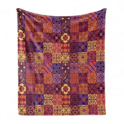 Multicolor Ambesonne Geometric Soft Flannel Fleece Throw Blanket Patchwork of Geometric Mosaic Tiles Including of Modern Shapes 60 x 80 Cozy Plush for Indoor and Outdoor Use