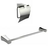 Chrome Plated Toilet Paper Holder With Single Rod Towel Rack Accessory Set - American Imanginations AI-13327