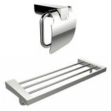 Chrome Plated Toilet Paper Holder With Multi-Rod Towel Rack Accessory Set - American Imaginations AI-13340