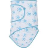 Miracle Blanket Baby Sleep Wearable Swaddle Wrap for Newborn Infant Boy or Girl 0-3 Months - Blue Elephants with Blue Trim