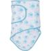 Miracle Blanket Baby Sleep Wearable Swaddle Wrap for Newborn Infant Boy or Girl 0-3 Months - Blue Elephants with Blue Trim