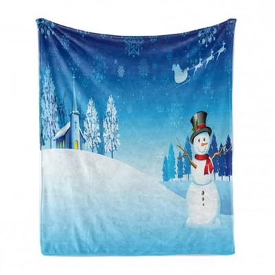 Beautiful Cute Snowman Personalized Blanket with Name Soft Fleece Throw Blankets for Men Women Birthday Wedding Gift 60X80 inch 