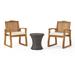 Bacara Outdoor Acacia Wood 3-Piece Chat Set with Hourglass Table Teak/ Beige
