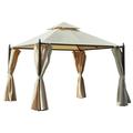 Outsunny Gazebo Double-tier 10ftÃƒÂ—10ft Shelter Shade Awning Canopy Patio Curtain