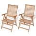 walmeck Reclining Patio Chairs 2 pcs Solid Teak Wood