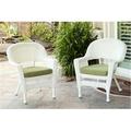Jeco W00206-4-C-FS029-CS White Wicker Chair with Green Cushion - Set of 4