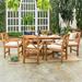 7-Piece X Back Acacia Wood Outdoor Patio Dining Set with Cushions - Brown