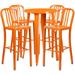 Flash Furniture Richard Commercial Grade 24 Round Orange Metal Indoor-Outdoor Bar Table Set with 4 Vertical Slat Back Stools