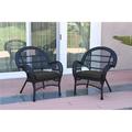 W00211-C-2-FS017 Santa Maria Black Wicker Chair with Black Cushion - Set of 2