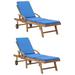 vidaXL Sun Loungers with Cushions 2 pcs Solid Teak Wood Cream