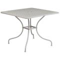 Flash Furniture Oia Commercial Grade 35.5 Square Light Gray Indoor-Outdoor Steel Patio Table with Umbrella Hole