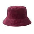 Chapeau de pêcheur en velours côtelé pour hommes et femmes seau chaud rayé couleur unie