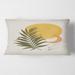 Designart 'Abstract Yellow Sun and Moon With Tropical Leaf I' Modern Printed Throw Pillow