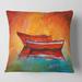 Designart 'Two Red Boats During Evening Glow' Nautical & Coastal Printed Throw Pillow