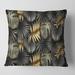 Designart 'Black and Gold Tropical Leaves II' Modern Printed Throw Pillow