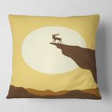 Designart 'Minimalistic Deer At Sunset On Mountain Top Sunset' Lake House Printed Throw Pillow