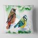 Designart 'Forest Birds On Snowy Fir Tree Branch' Traditional Printed Throw Pillow