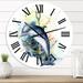 Designart 'Dolphin Turtle Anchor & Linear Coral Reef Plants' Nautical & Coastal wall clock