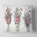 Designart 'Bouquets Of Wildflowers In Transparent Vases II' Farmhouse Printed Throw Pillow