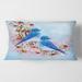 Designart 'Two Blue Birds Sitting On A Branch With Berries' Traditional Printed Throw Pillow