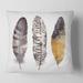Designart 'Boho Ethnic Dark Gray Feathers III' Bohemian & Eclectic Printed Throw Pillow