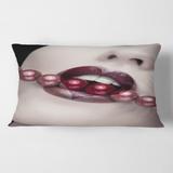 Designart 'Heart Shape Lips With Pearls Through Mouth' Modern Printed Throw Pillow