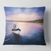 Designart 'Fishing Boat By The Shore During VIbrant Sunset' Lake House Printed Throw Pillow