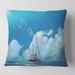 Designart 'The Sailboat On The Blue Sea Against Summer Sky' Nautical & Coastal Printed Throw Pillow