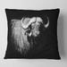 Designart 'Monochrome Portrait Of Buffalo I' Farmhouse Printed Throw Pillow