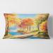 Designart 'Yellow and Orange Trees By The Riverside' Lake House Printed Throw Pillow