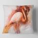 Designart 'Portrait of Pink Flamingo II' Farmhouse Printed Throw Pillow