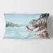 Designart 'Rocks By The Blue Lake' Lake House Printed Throw Pillow