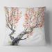Designart 'Spring Red Flowers On Tree Branches' Traditional Printed Throw Pillow