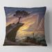 Designart 'Tree On A Sea Cliff At Sunset' Lake House Printed Throw Pillow