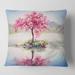 Designart 'Oriental Cherry Tree Sakura On The Lake' Lake House Printed Throw Pillow