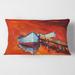 Designart 'Boats Resting On The Water Near Coastal Town IV' Nautical & Coastal Printed Throw Pillow