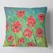 Designart 'Gouache Of Blooming Poppies' Traditional Printed Throw Pillow